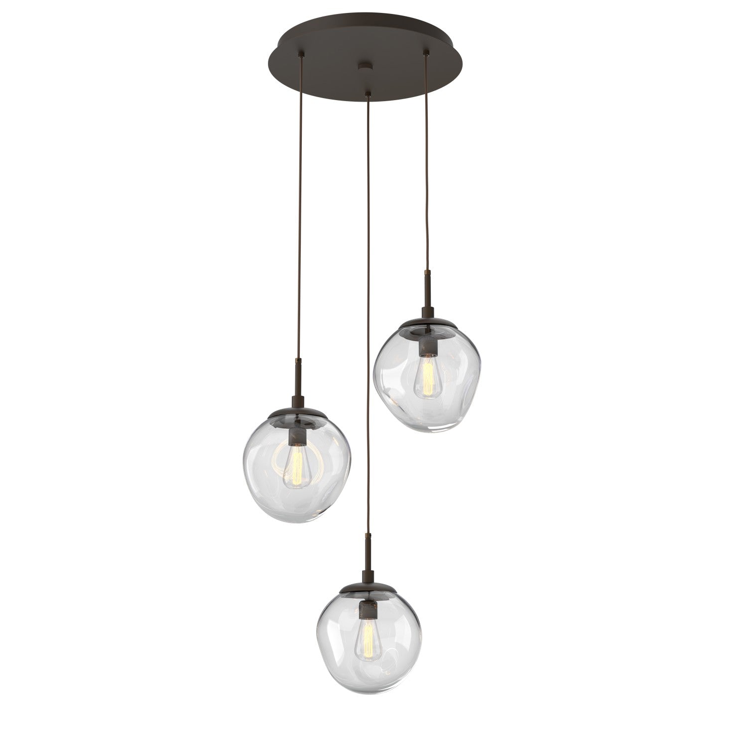 Hammerton Studio - CHB0062-03-FB-C-C01-E2 - Three Light Pendant - Aster - Flat Bronze