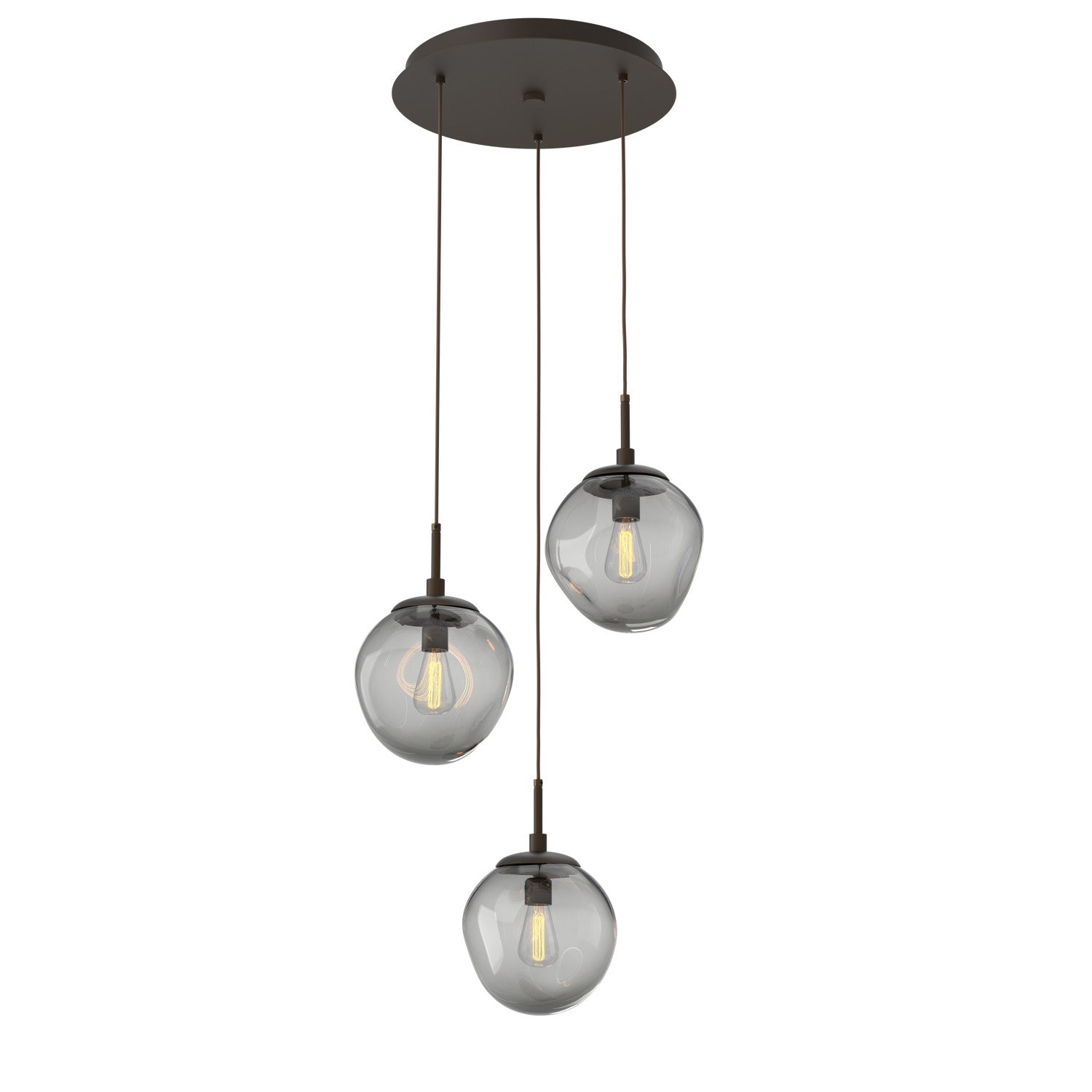 Hammerton Studio - CHB0062-03-FB-S-C01-E2 - Three Light Pendant - Aster - Flat Bronze