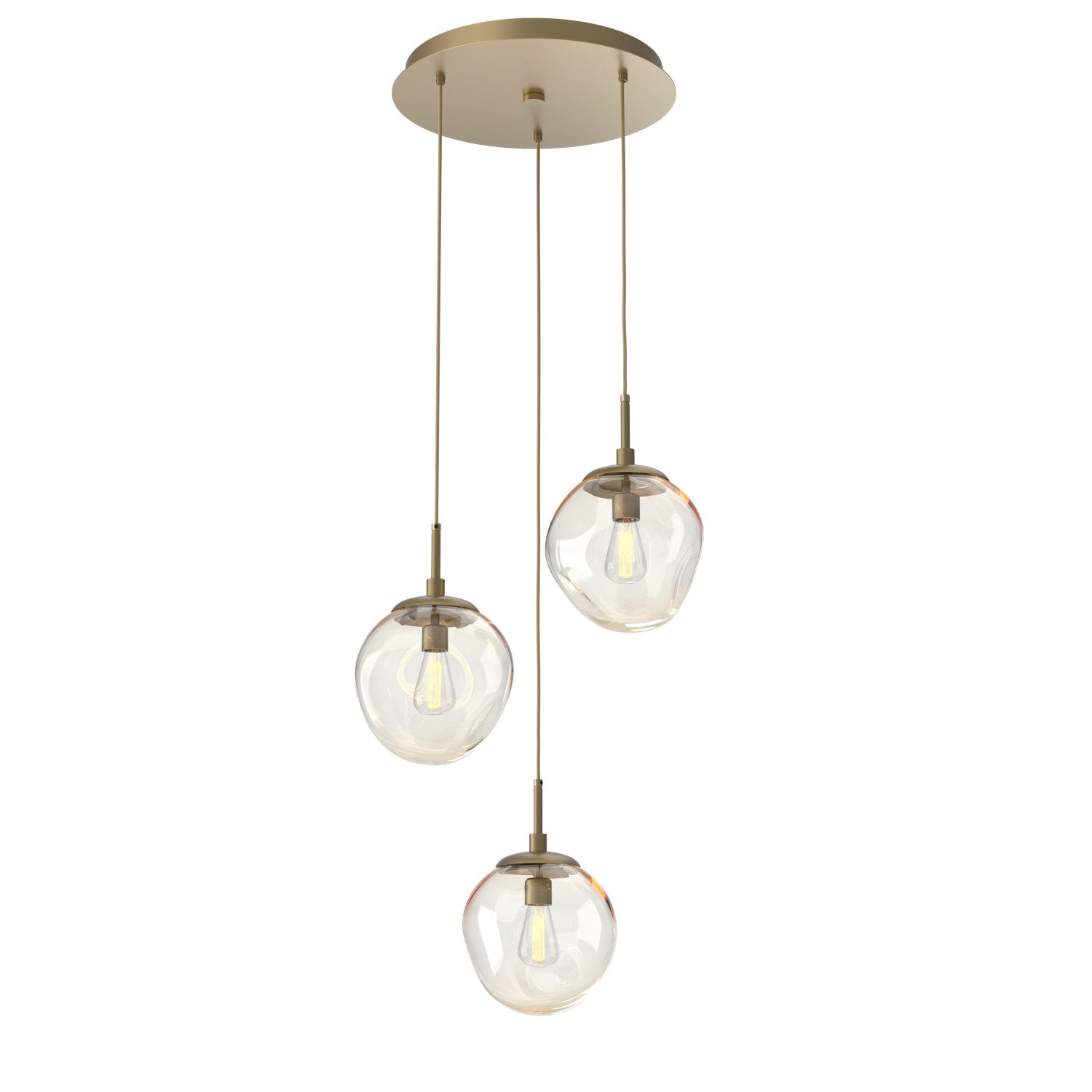 Hammerton Studio - CHB0062-03-GB-A-C01-E2 - Three Light Pendant - Aster - Gilded Brass