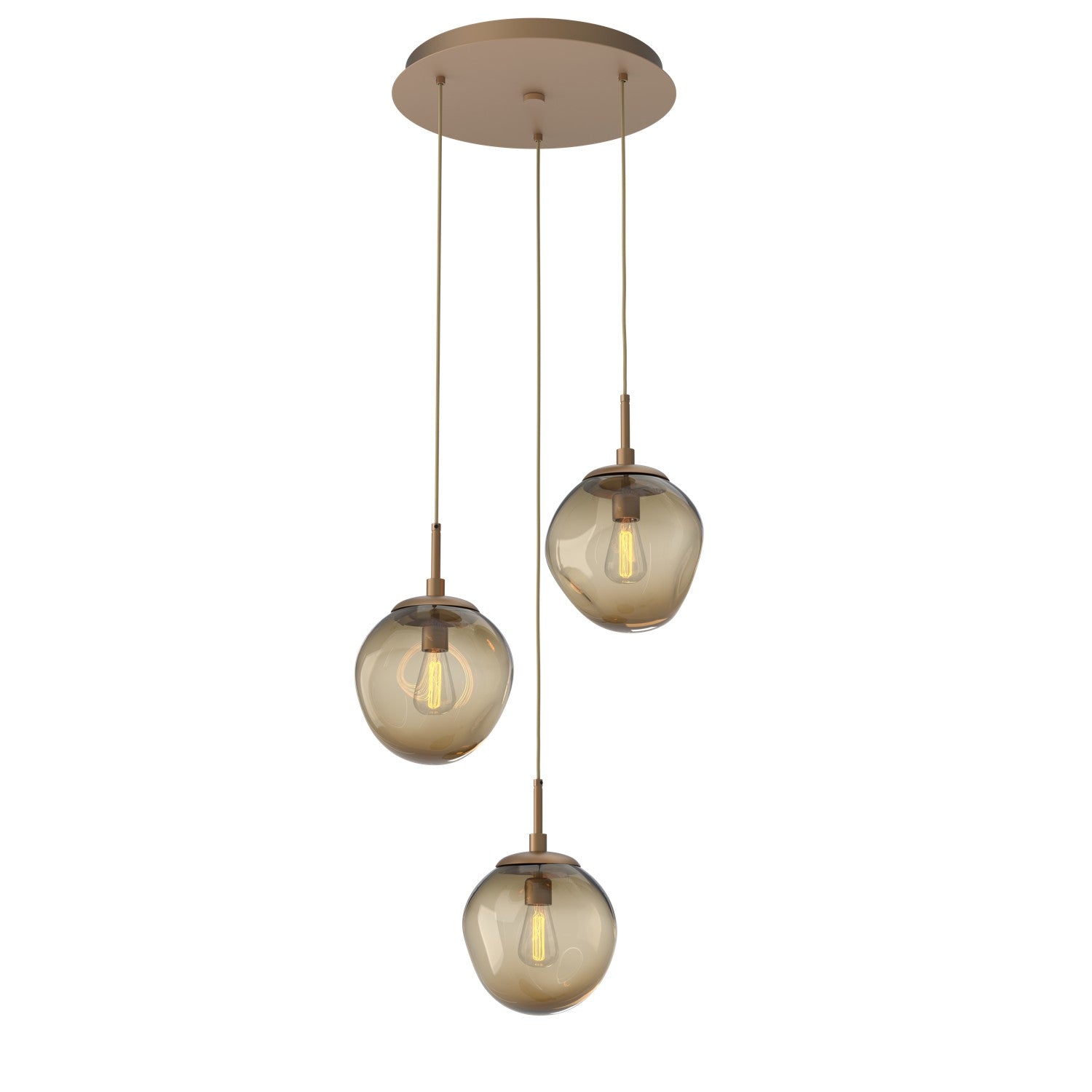 Hammerton Studio - CHB0062-03-NB-B-C01-E2 - Three Light Pendant - Aster - Novel Brass