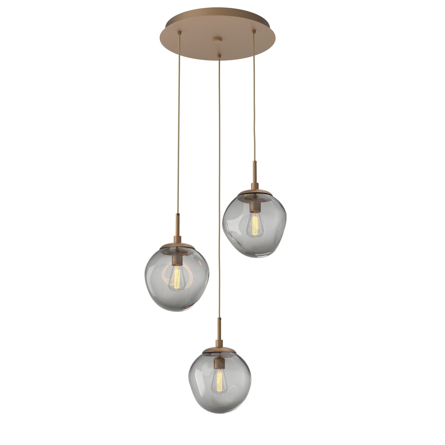 Hammerton Studio - CHB0062-03-NB-S-C01-E2 - Three Light Pendant - Aster - Novel Brass