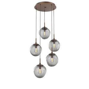 Hammerton Studio - CHB0062-05-BB-S-C01-E2 - Five Light Pendant - Aster - Burnished Bronze