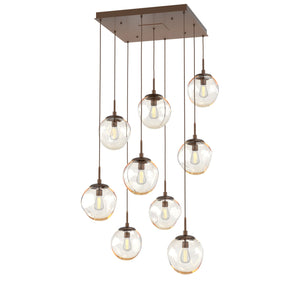 Hammerton Studio - CHB0062-09-BB-A-C01-E2 - Nine Light Pendant - Aster - Burnished Bronze