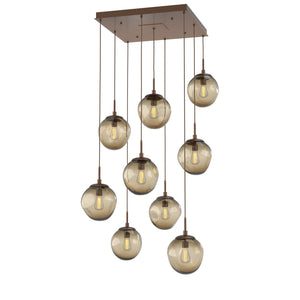 Hammerton Studio - CHB0062-09-BB-B-C01-E2 - Nine Light Pendant - Aster - Burnished Bronze