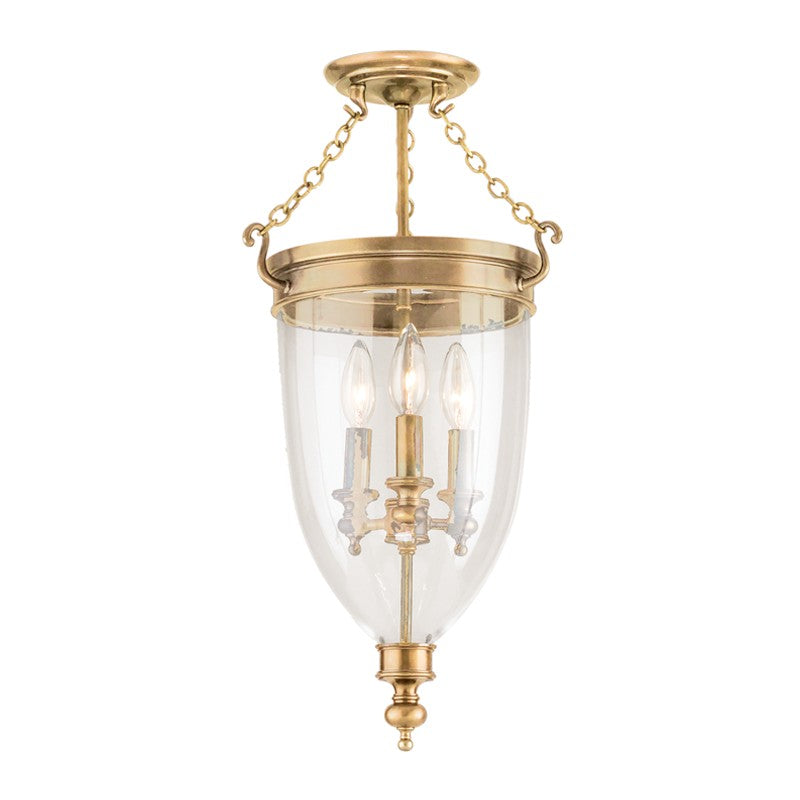 Hudson Valley - 141-AGB - Three Light Semi Flush Mount - Hanover - Aged Brass