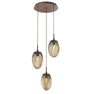 Hammerton Studio - CHB0063-03-BB-B-C01-E2 - Three Light Pendant - Meteo - Burnished Bronze