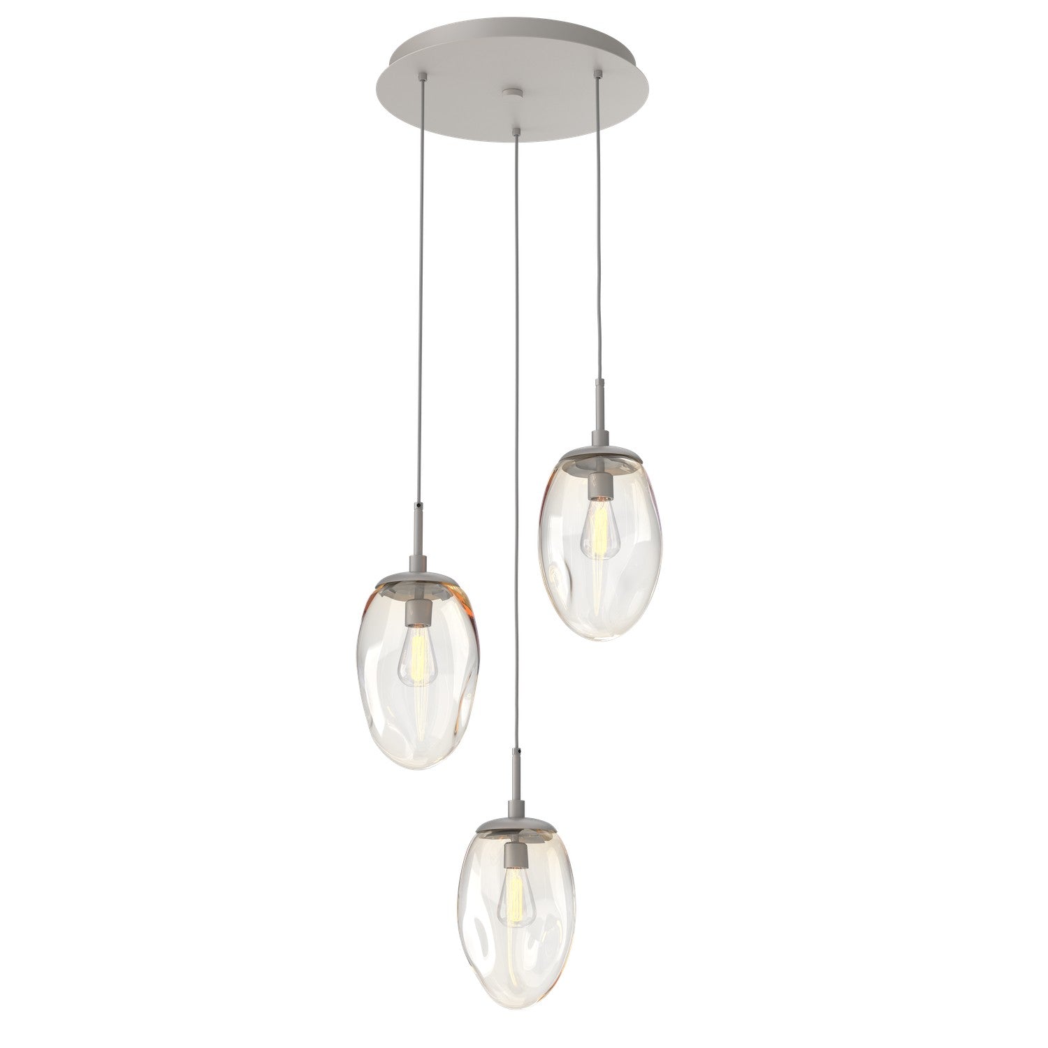 Hammerton Studio - CHB0063-03-BS-A-C01-E2 - Three Light Pendant - Meteo - Beige Silver