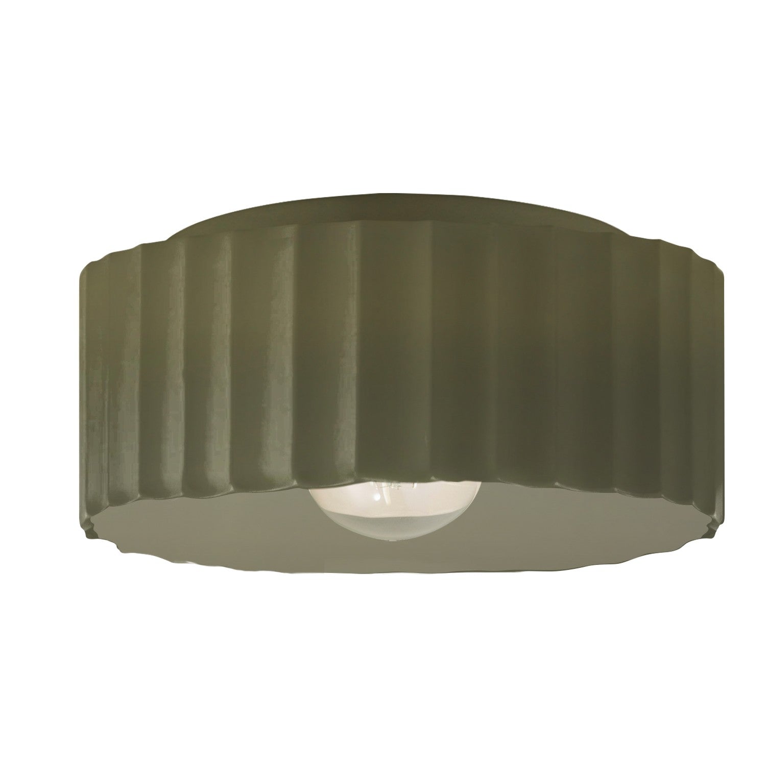 Justice Designs - CER-6187W-MGRN - One Light Outdoor Flush Mount - Radiance - Matte Green