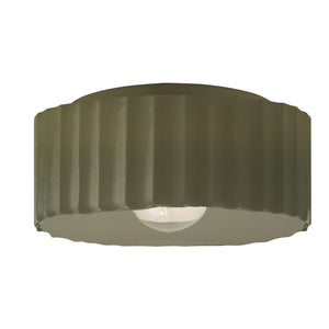 Justice Designs - CER-6187W-MGRN - One Light Outdoor Flush Mount - Radiance - Matte Green