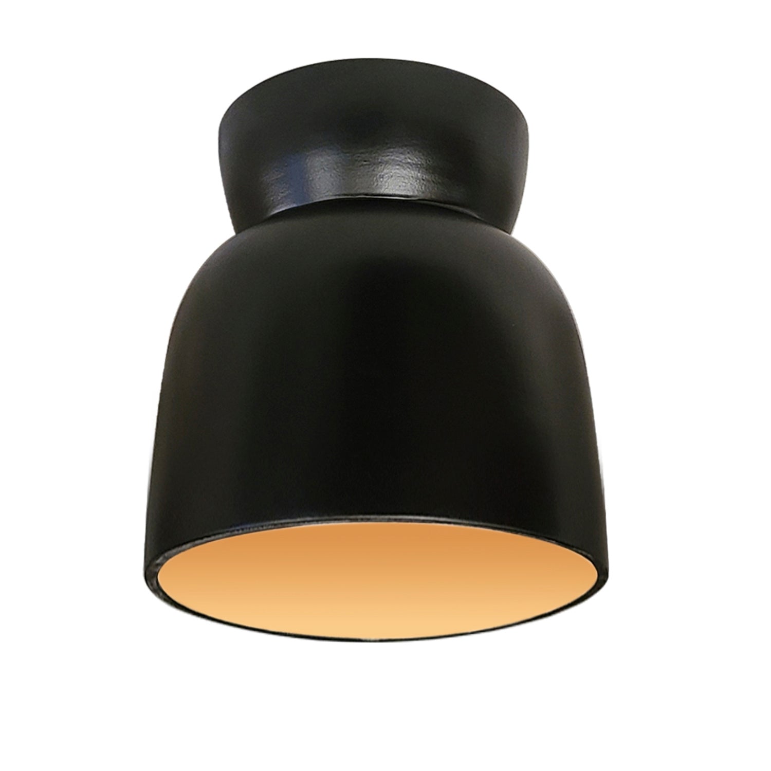 Justice Designs - CER-6190-CBGD - One Light Flush-Mount - Radiance Collection - Carbon Matte Black with Champagne Gold internal finish