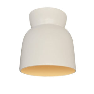 Justice Designs - CER-6190-MTGD - One Light Flush-Mount - Radiance Collection - Matte White with Champagne Gold internal finish