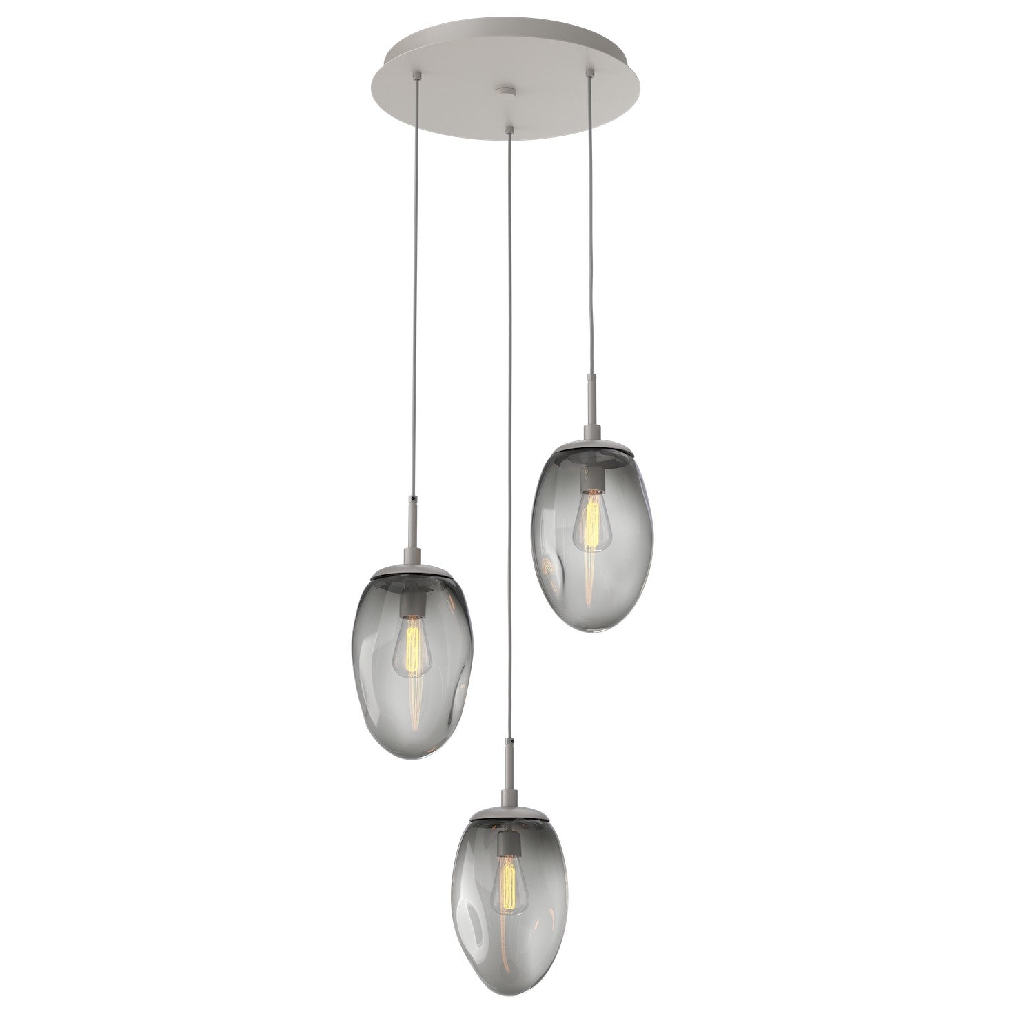 Hammerton Studio - CHB0063-03-BS-S-C01-E2 - Three Light Pendant - Meteo - Beige Silver