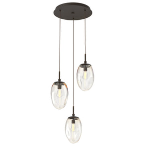 Hammerton Studio - CHB0063-03-FB-A-C01-E2 - Three Light Pendant - Meteo - Flat Bronze