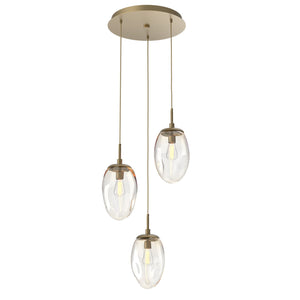 Hammerton Studio - CHB0063-03-GB-A-C01-E2 - Three Light Pendant - Meteo - Gilded Brass