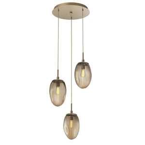 Hammerton Studio - CHB0063-03-GB-B-C01-E2 - Three Light Pendant - Meteo - Gilded Brass