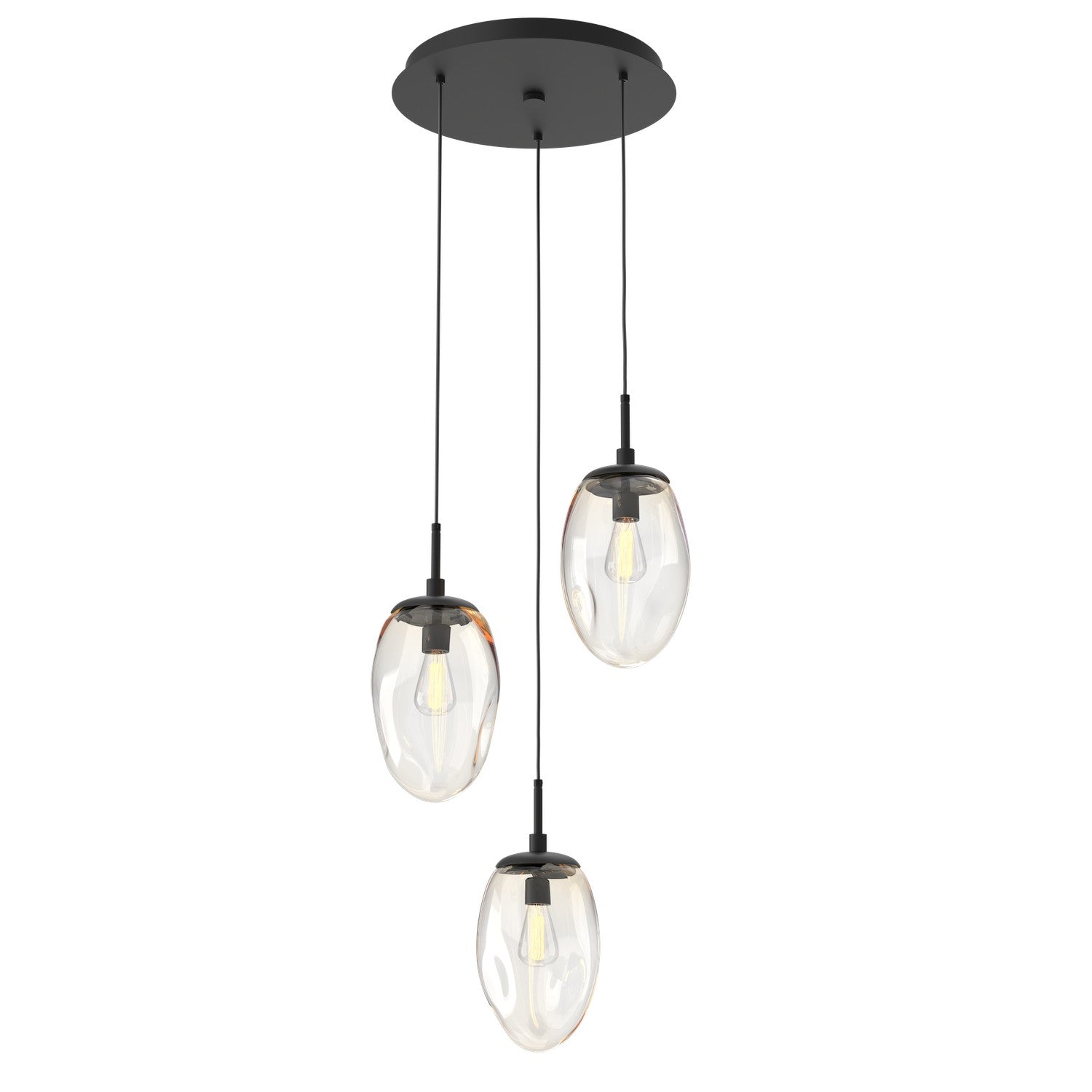 Hammerton Studio - CHB0063-03-MB-A-C01-E2 - Three Light Pendant - Meteo - Matte Black