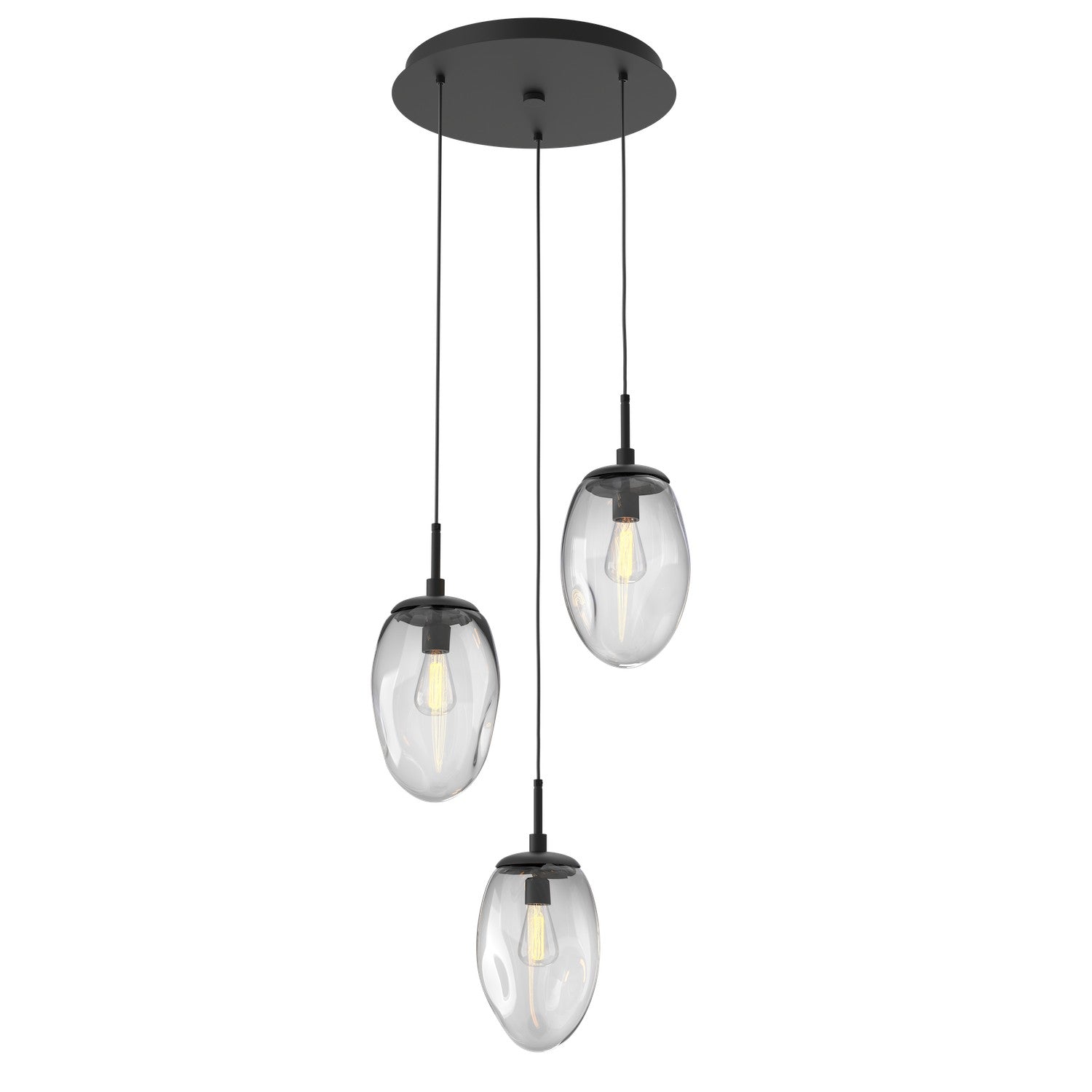 Hammerton Studio - CHB0063-03-MB-C-C01-E2 - Three Light Pendant - Meteo - Matte Black