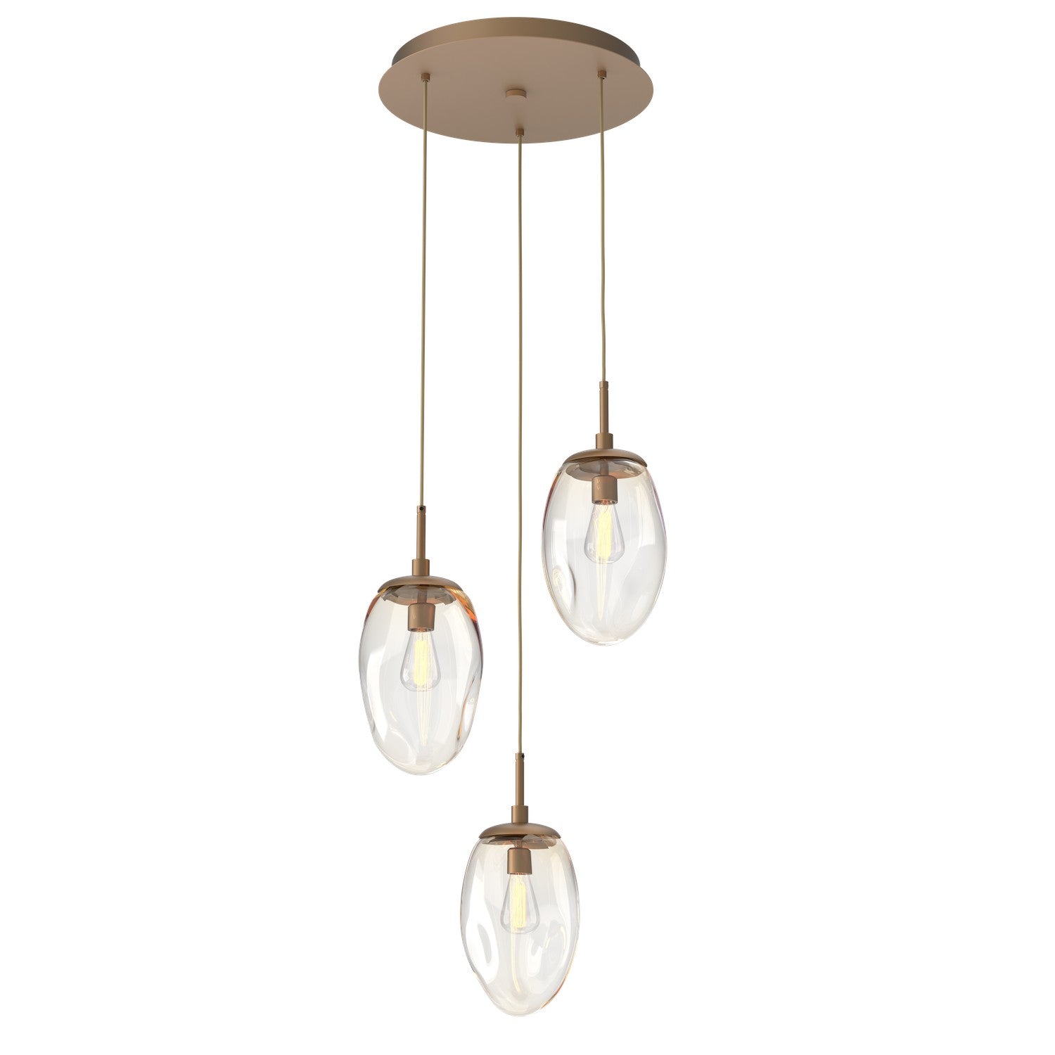 Hammerton Studio - CHB0063-03-NB-A-C01-E2 - Three Light Pendant - Meteo - Novel Brass