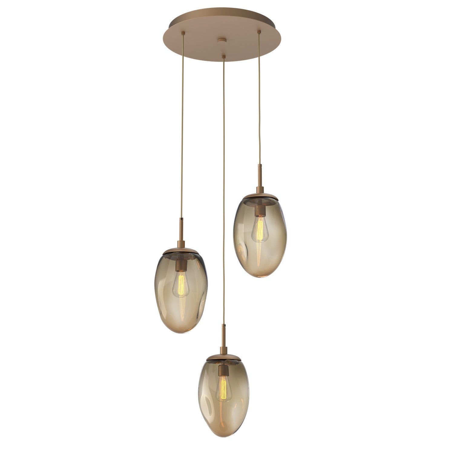 Hammerton Studio - CHB0063-03-NB-B-C01-E2 - Three Light Pendant - Meteo - Novel Brass