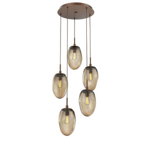 Hammerton Studio - CHB0063-05-BB-B-C01-E2 - Five Light Pendant - Meteo - Burnished Bronze