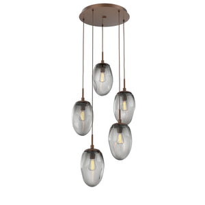 Hammerton Studio - CHB0063-05-BB-S-C01-E2 - Five Light Pendant - Meteo - Burnished Bronze