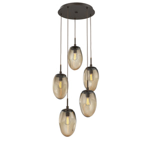 Hammerton Studio - CHB0063-05-FB-B-C01-E2 - Five Light Pendant - Meteo - Flat Bronze