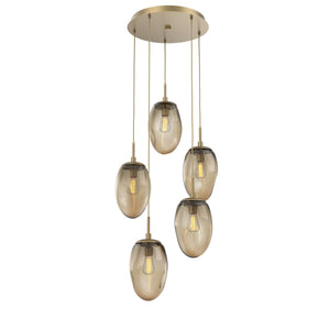 Hammerton Studio - CHB0063-05-GB-B-C01-E2 - Five Light Pendant - Meteo - Gilded Brass