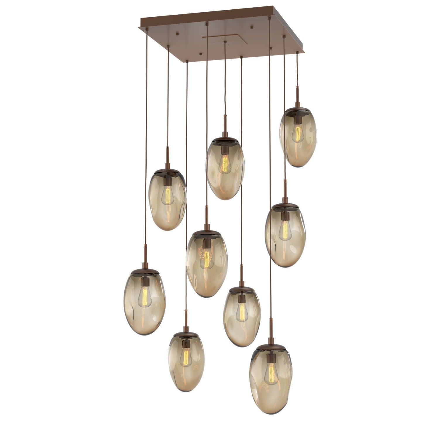 Hammerton Studio - CHB0063-09-BB-B-C01-E2 - Nine Light Pendant - Meteo - Burnished Bronze