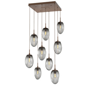 Hammerton Studio - CHB0063-09-BB-S-C01-E2 - Nine Light Pendant - Meteo - Burnished Bronze