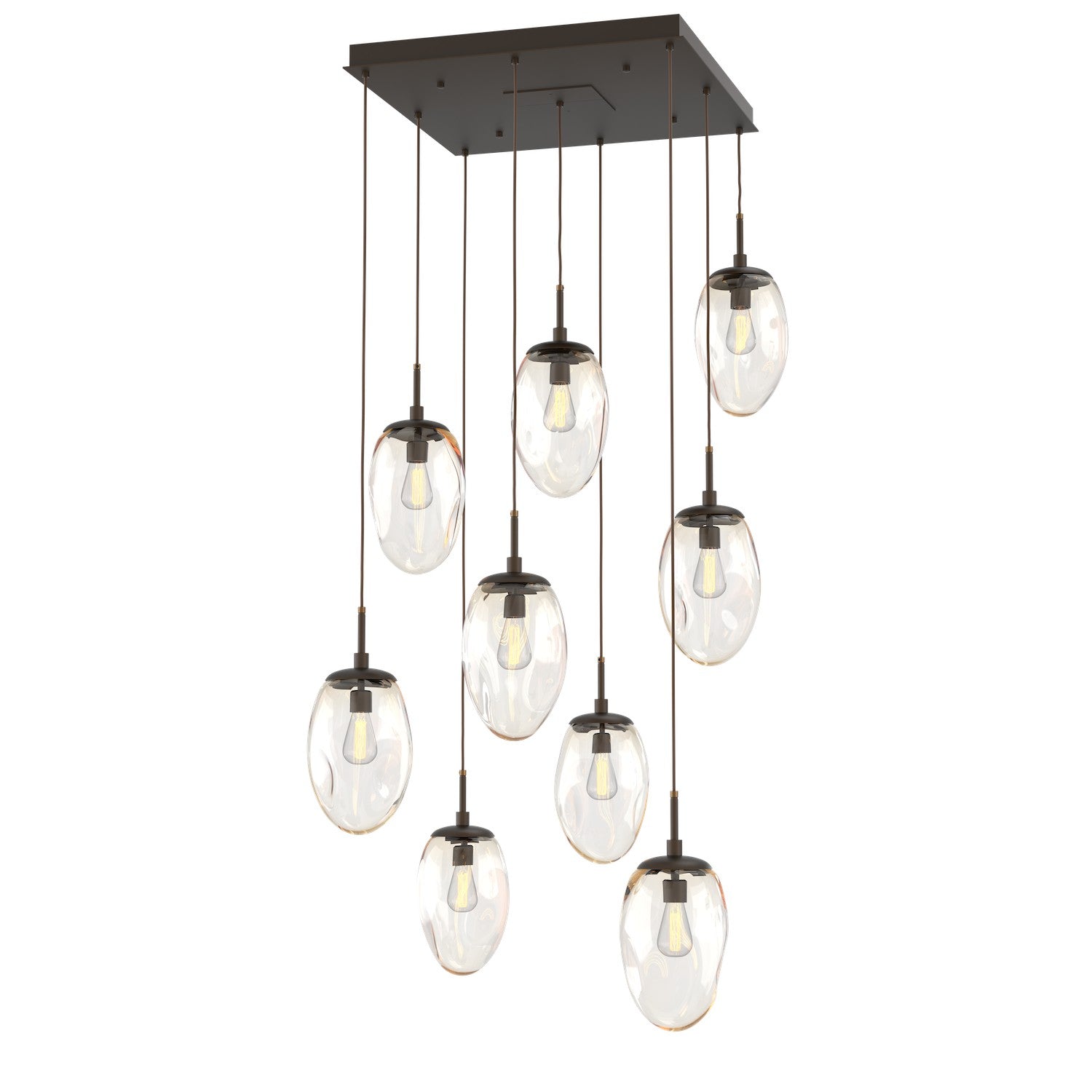 Hammerton Studio - CHB0063-09-FB-A-C01-E2 - Nine Light Pendant - Meteo - Flat Bronze