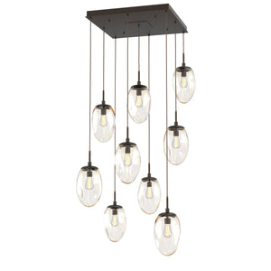 Hammerton Studio - CHB0063-09-FB-A-C01-E2 - Nine Light Pendant - Meteo - Flat Bronze