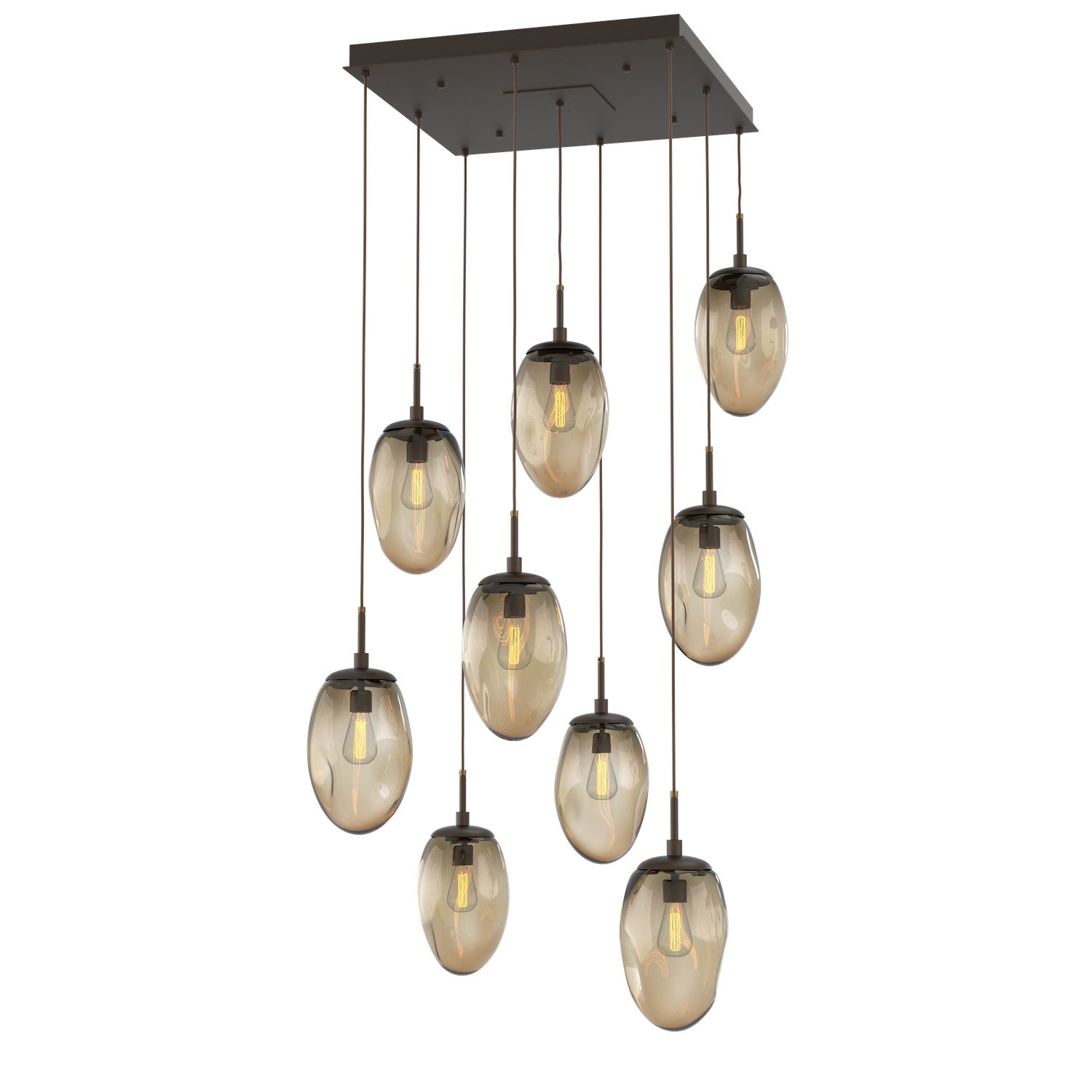 Hammerton Studio - CHB0063-09-FB-B-C01-E2 - Nine Light Pendant - Meteo - Flat Bronze