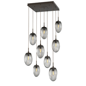 Hammerton Studio - CHB0063-09-FB-S-C01-E2 - Nine Light Pendant - Meteo - Flat Bronze