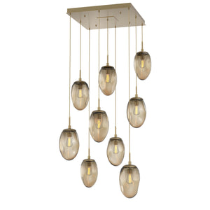 Hammerton Studio - CHB0063-09-GB-B-C01-E2 - Nine Light Pendant - Meteo - Gilded Brass