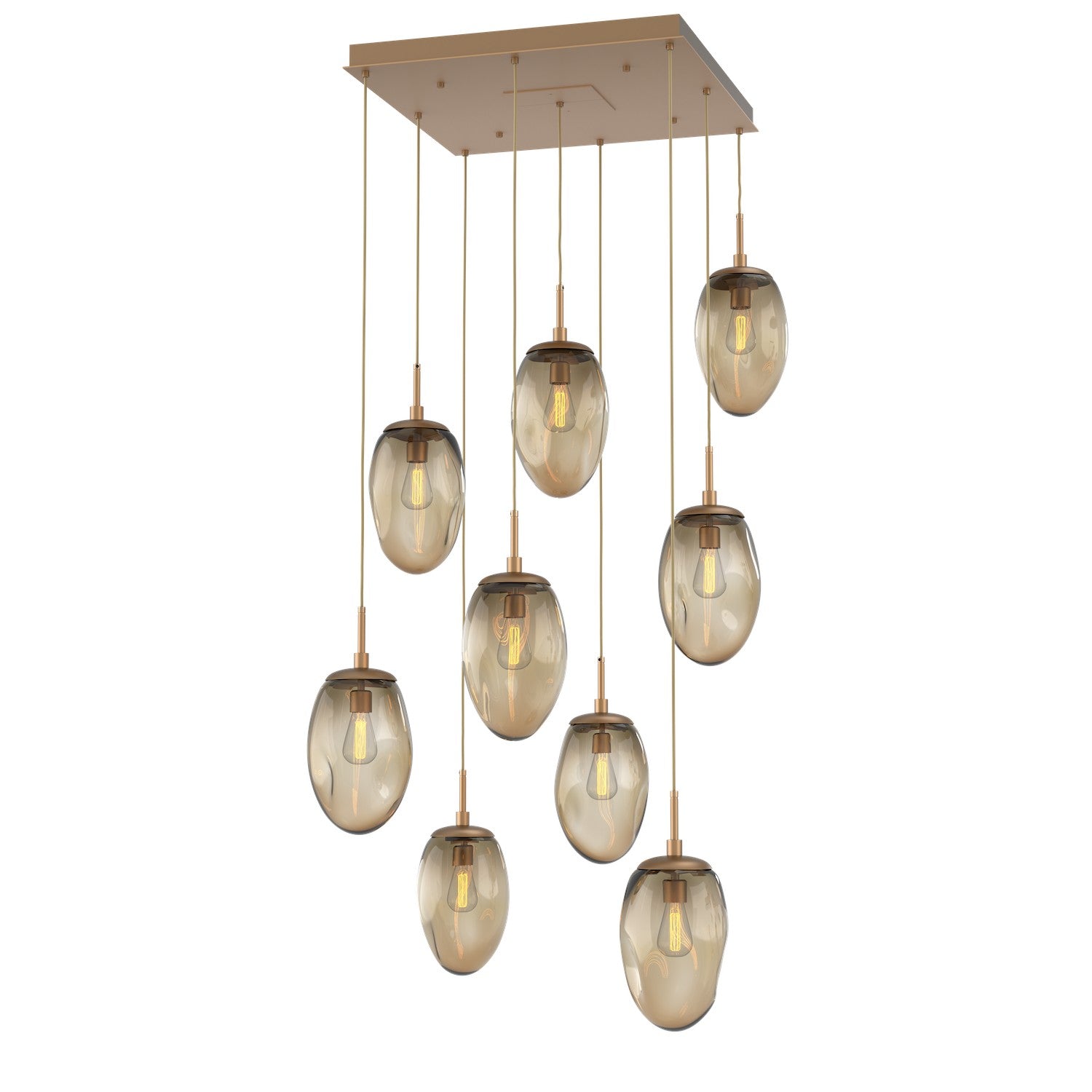 Hammerton Studio - CHB0063-09-NB-B-C01-E2 - Nine Light Pendant - Meteo - Novel Brass