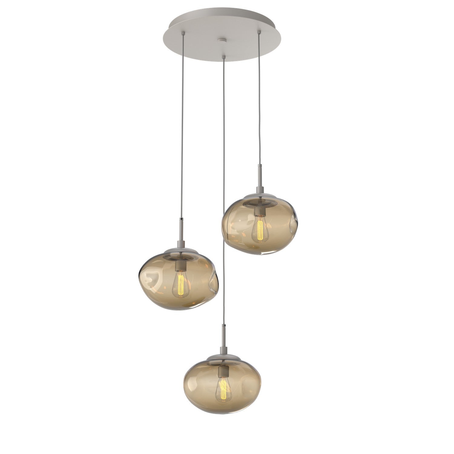 Hammerton Studio - CHB0064-03-BS-B-C01-E2 - Three Light Pendant - Nebula - Beige Silver