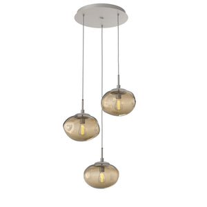 Hammerton Studio - CHB0064-03-BS-B-C01-E2 - Three Light Pendant - Nebula - Beige Silver