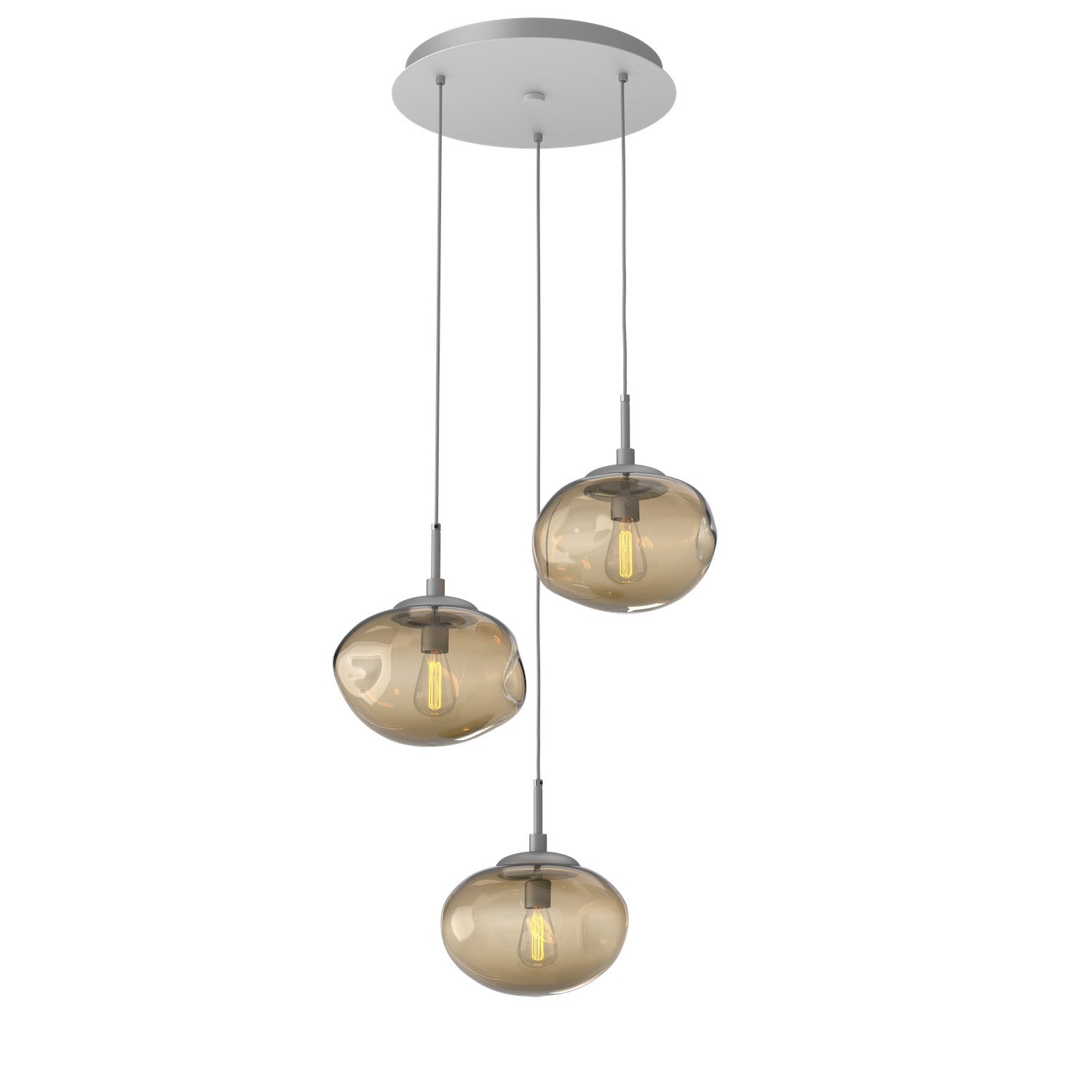 Hammerton Studio - CHB0064-03-CS-B-C01-E2 - Three Light Pendant - Nebula - Classic Silver