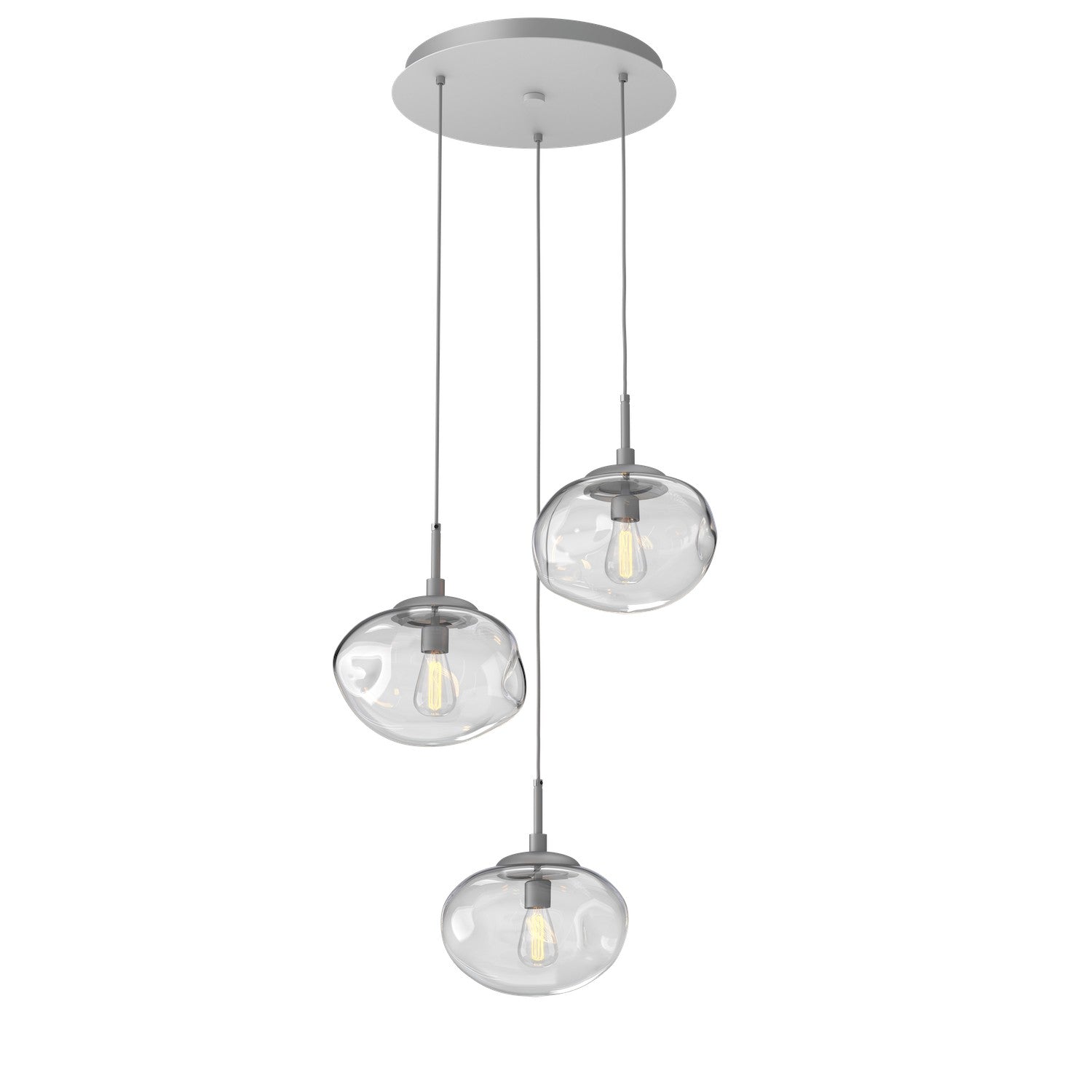 Hammerton Studio - CHB0064-03-CS-C-C01-E2 - Three Light Pendant - Nebula - Classic Silver