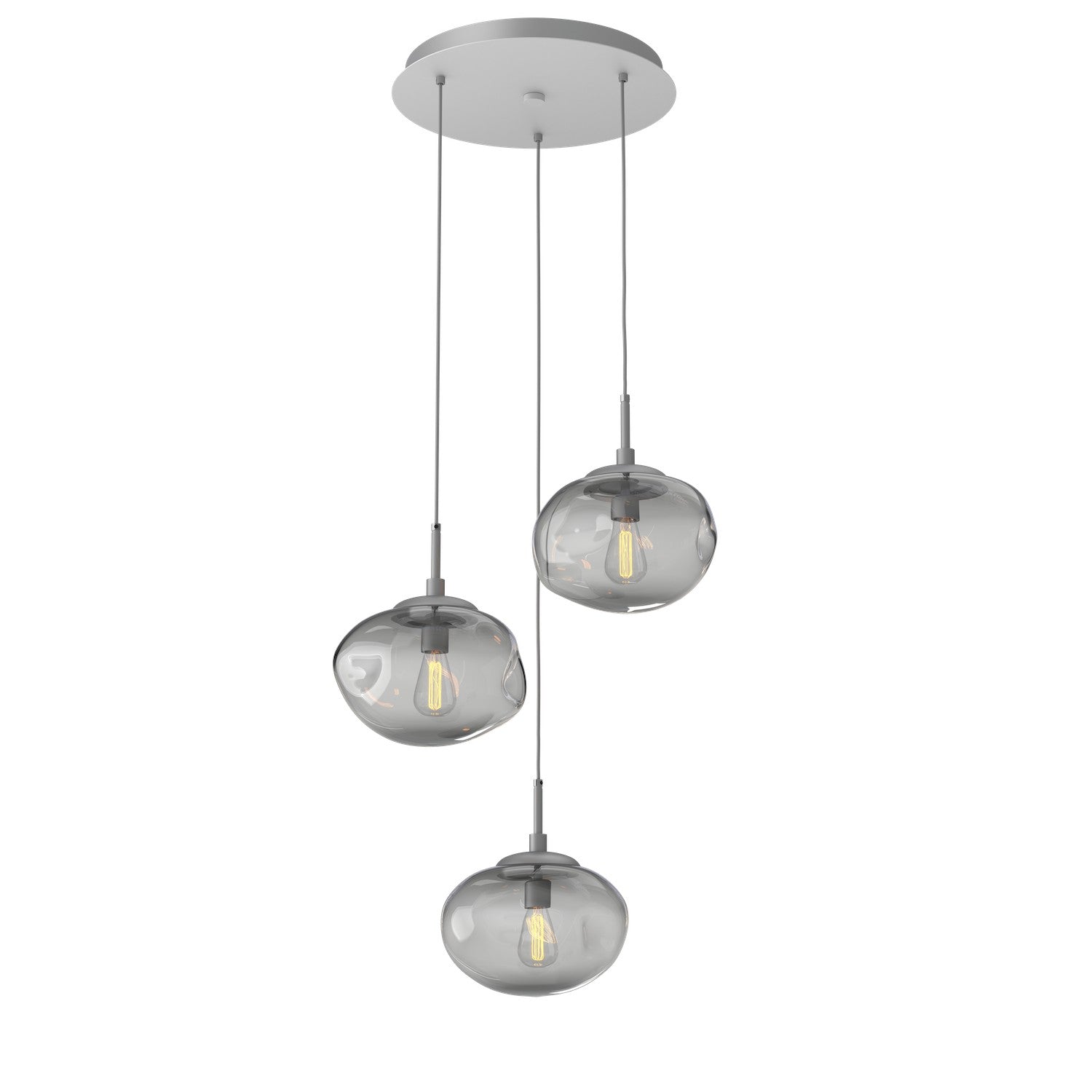 Hammerton Studio - CHB0064-03-CS-S-C01-E2 - Three Light Pendant - Nebula - Classic Silver