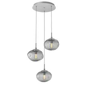 Hammerton Studio - CHB0064-03-CS-S-C01-E2 - Three Light Pendant - Nebula - Classic Silver