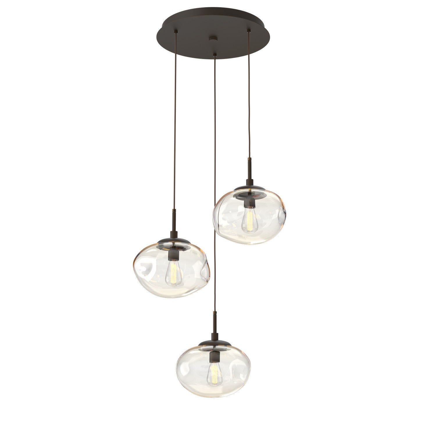 Hammerton Studio - CHB0064-03-FB-A-C01-E2 - Three Light Pendant - Nebula - Flat Bronze