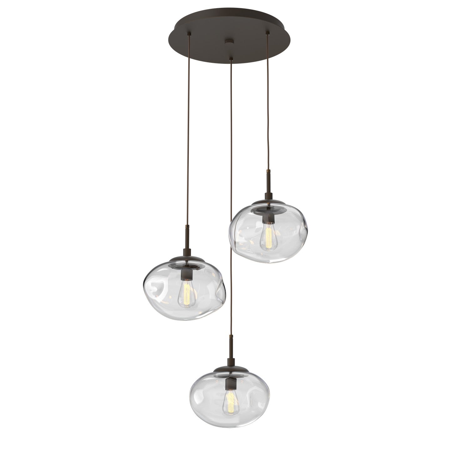 Hammerton Studio - CHB0064-03-FB-C-C01-E2 - Three Light Pendant - Nebula - Flat Bronze