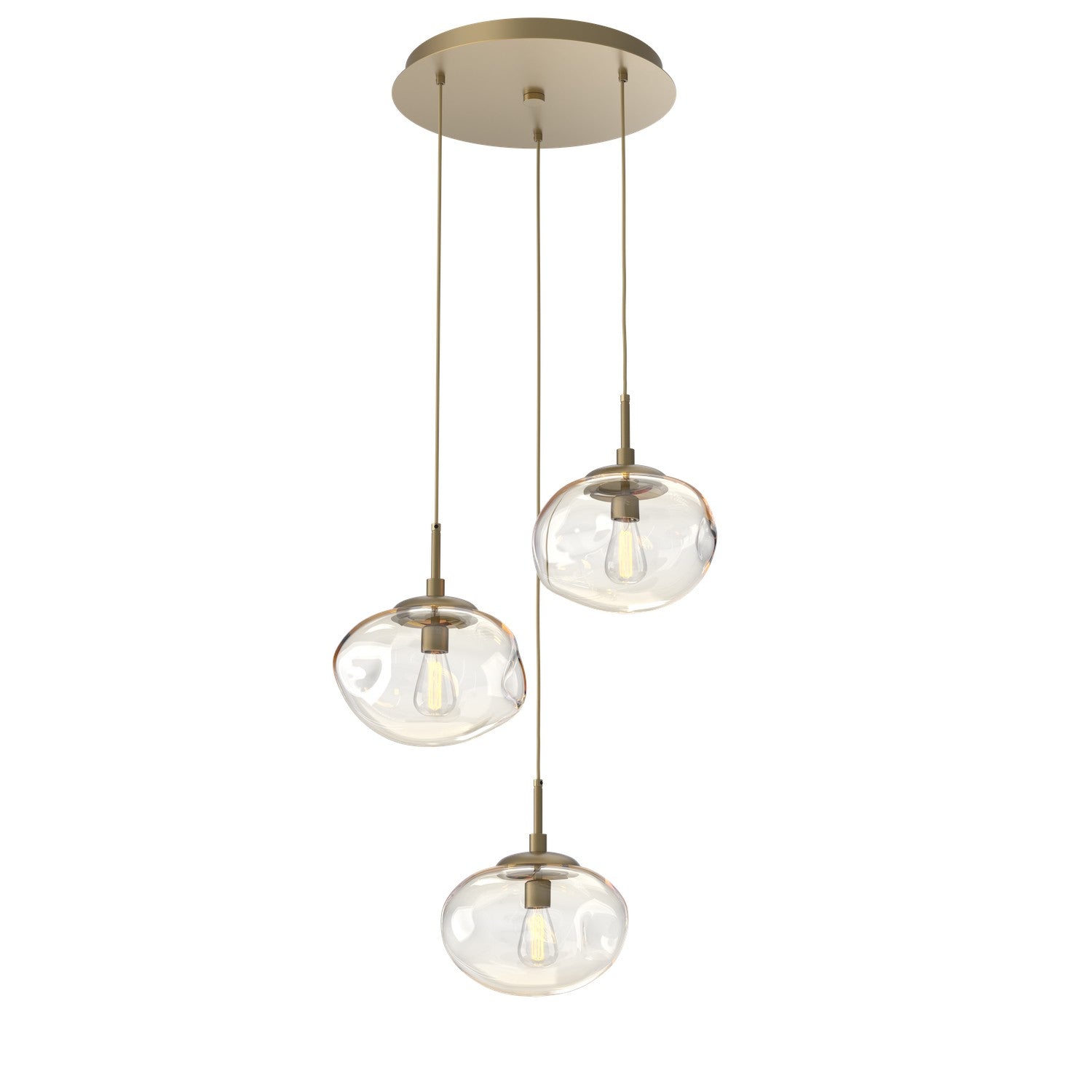 Hammerton Studio - CHB0064-03-GB-A-C01-E2 - Three Light Pendant - Nebula - Gilded Brass