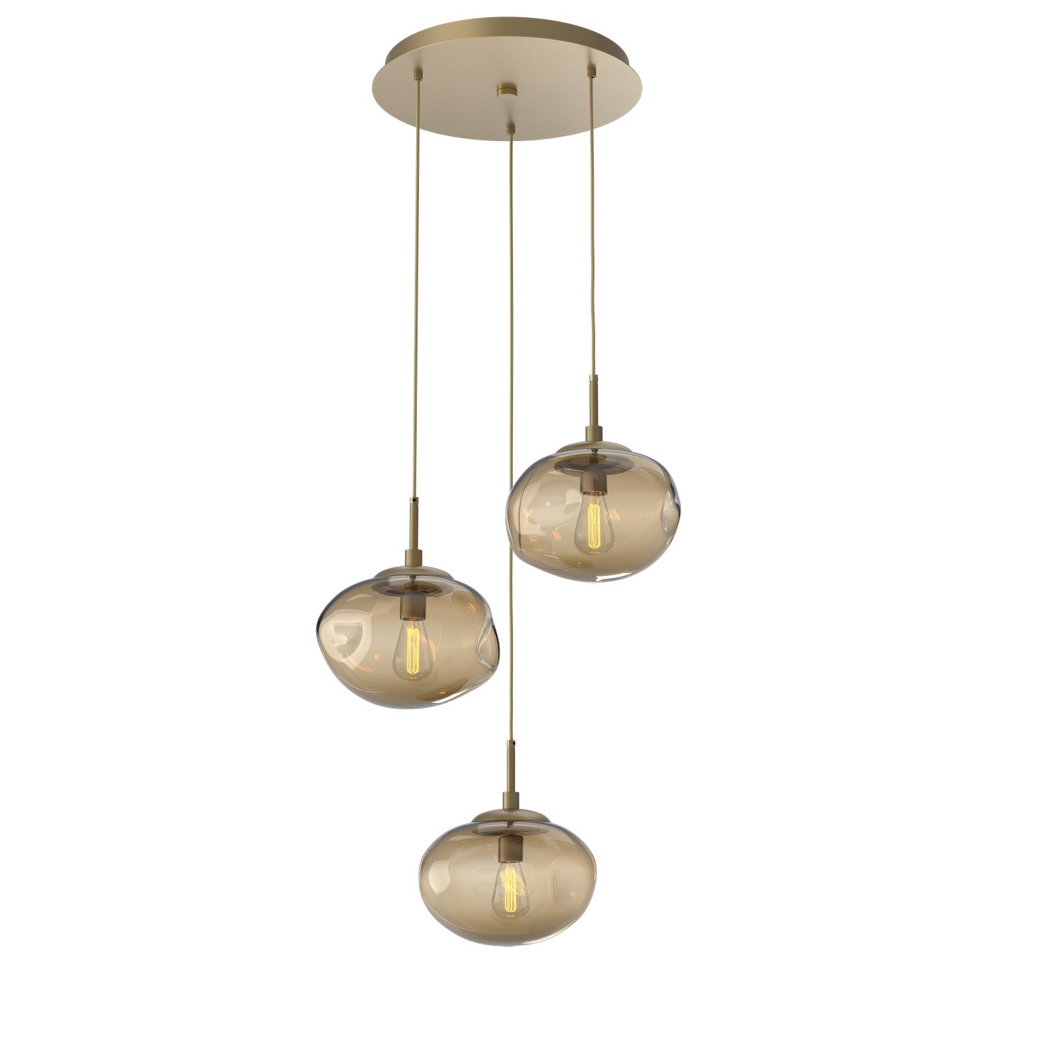 Hammerton Studio - CHB0064-03-GB-B-C01-E2 - Three Light Pendant - Nebula - Gilded Brass