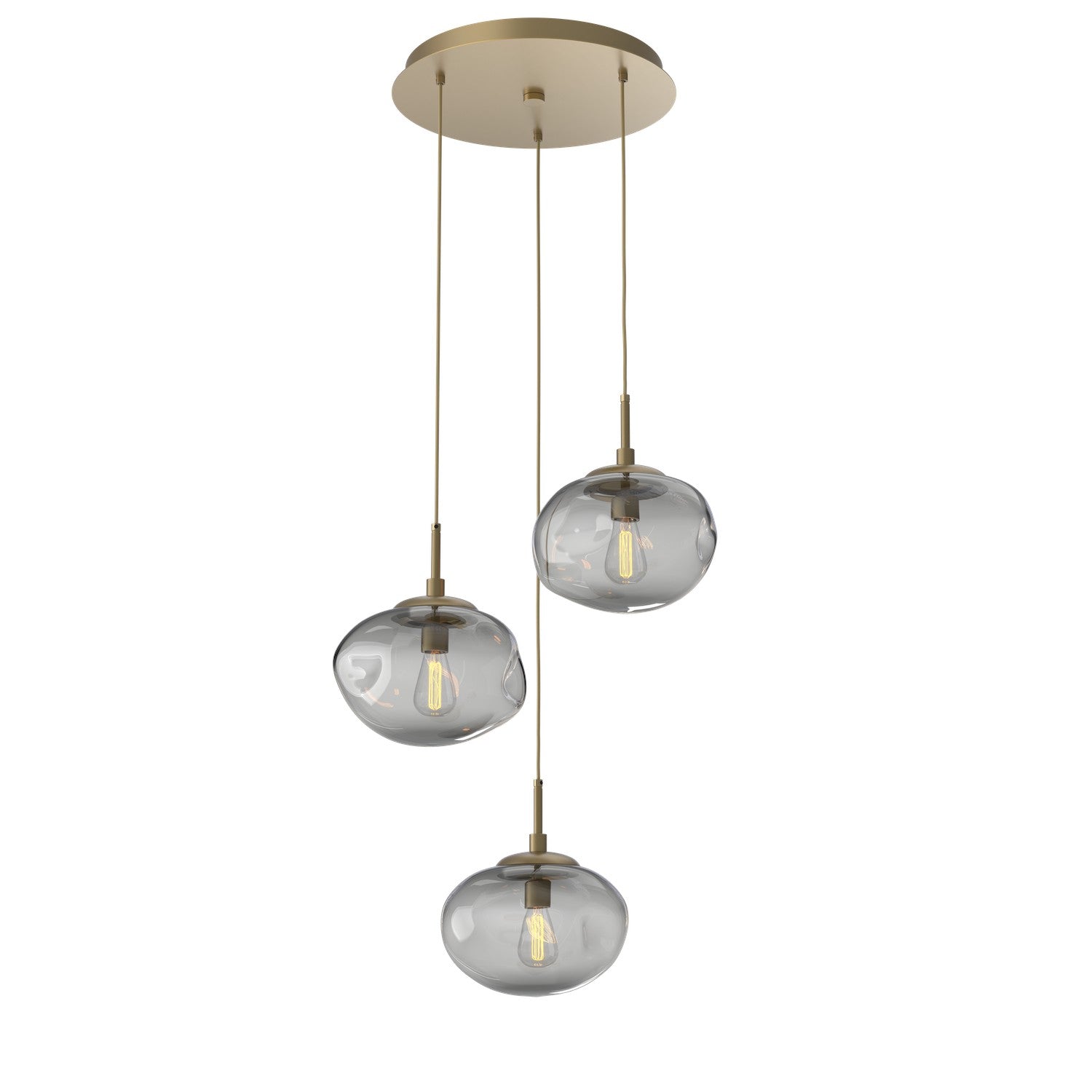 Hammerton Studio - CHB0064-03-GB-S-C01-E2 - Three Light Pendant - Nebula - Gilded Brass