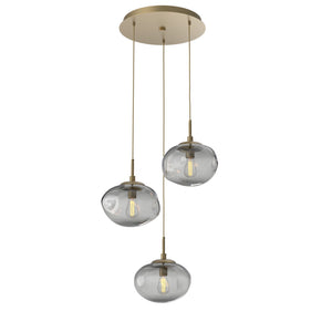 Hammerton Studio - CHB0064-03-GB-S-C01-E2 - Three Light Pendant - Nebula - Gilded Brass