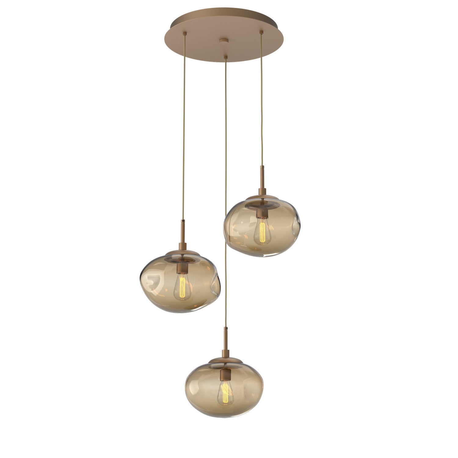 Hammerton Studio - CHB0064-03-NB-B-C01-E2 - Three Light Pendant - Nebula - Novel Brass