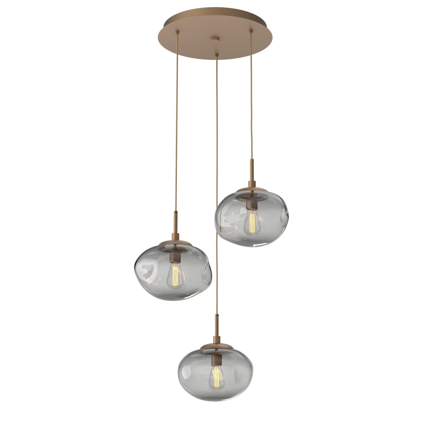 Hammerton Studio - CHB0064-03-NB-S-C01-E2 - Three Light Pendant - Nebula - Novel Brass