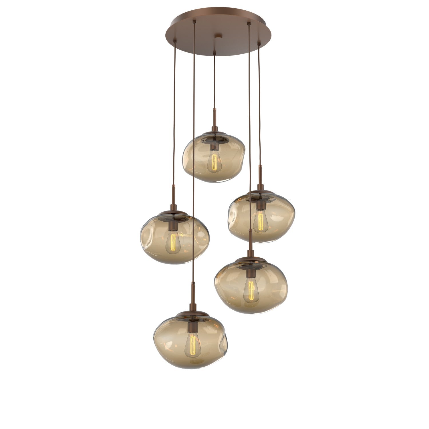 Hammerton Studio - CHB0064-05-BB-B-C01-E2 - Five Light Pendant - Nebula - Burnished Bronze